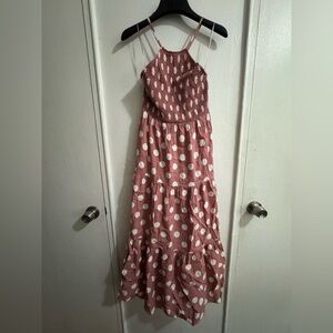 Zara Pink Linen Polka Dot Dress